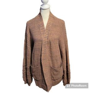 Maurices Light Brown Bobble Sleeve Open Front Knit Cardigan Women's Size XL